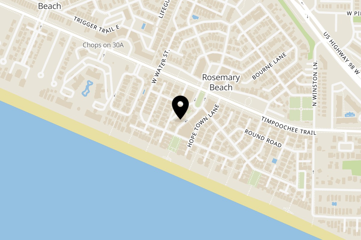 Map showing the location of Cowgirl Kitchen - Rosemary Beach on 54 Main Street in Rosemary Beach